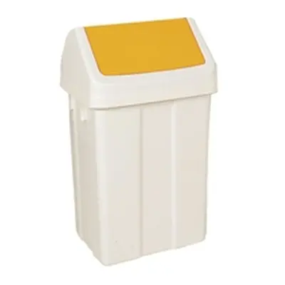 Plastic Swing Top Bin 50 Litre White With Yellow Lid