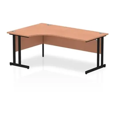 Impulse 1800mm Left Crescent Desk Beech Top Black Cantilever Leg