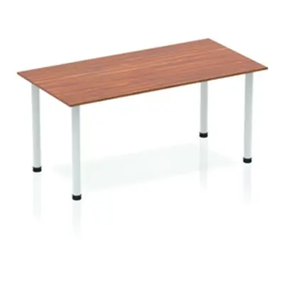 Impulse Straight Table 1400 Walnut Post Leg Silver - IPLST14WNT