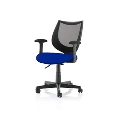 Camden Black Mesh Chair in Bespoke Seat Stevia Blue