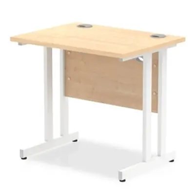 Impulse 800 x 600mm Straight Desk Maple Top White Cantilever Leg