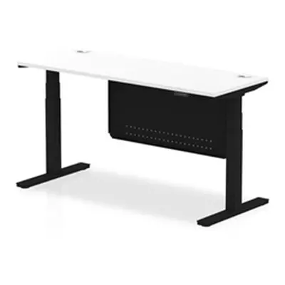 Air 1600x600 Height Adjustable Desk White CP Black Leg Modesty Panel