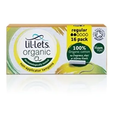 Lil-Lets Organic Non-Applicator Tampons Regular x16 (Pack of 12)