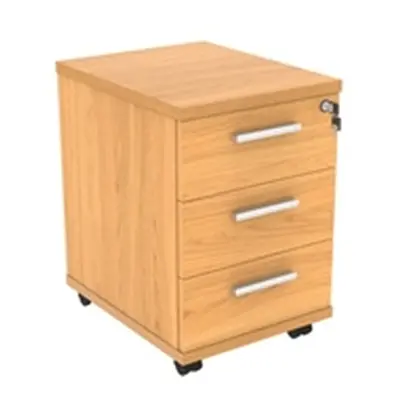 Mobile Under Desk Office Storage Unit 3 Drawers Norwegian Beech