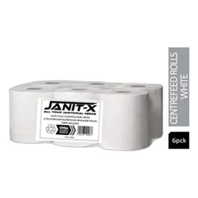 Janit-X Eco 100% Recycled Centrefeed Rolls White 6 x 400s