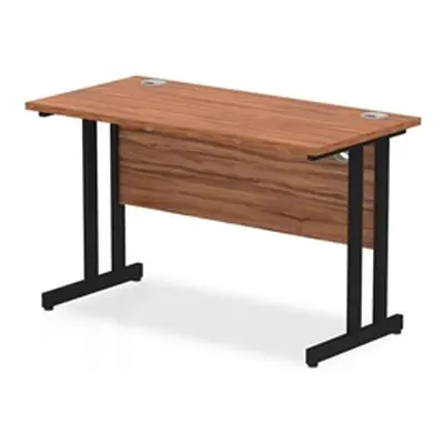 Impulse 1200 x 600mm Straight Desk Walnut Top Black Cantilever Leg