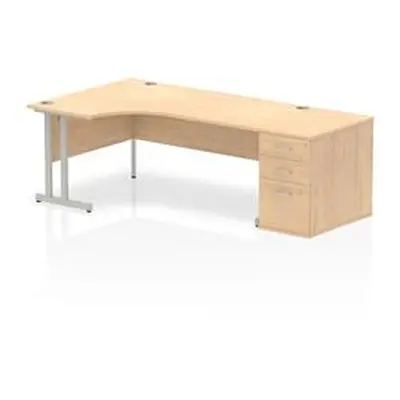 Impulse 1800mm Left Crescent Desk Maple Cantilever Leg + Desk High Ped