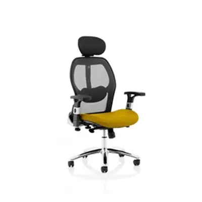 Sanderson II Upholstered Seat Only Senna Yellow Mesh Back Chair