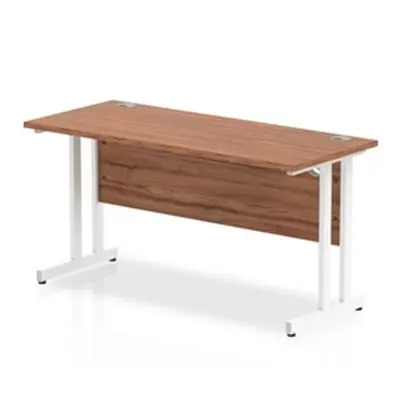 Impulse 1400/600 Rectangle White Cantilever Leg Desk Walnut - MI001916