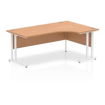 Impulse 1800mm Right Crescent Desk Oak Top White Cantilever Leg