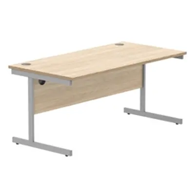 Office Rectangular Desk Steel Single Cantilever 1600X800 Oak/Silver