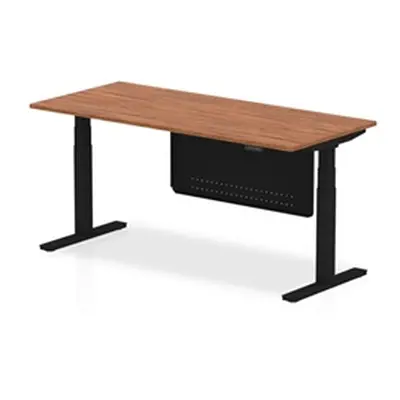 Air 1800 x 800mm Height Adjustable Desk Walnut Black Leg Modesty Panel