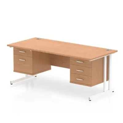 Impulse 1800 Rectangle White Cant Leg Desk Oak 1 x 2 - MI002696