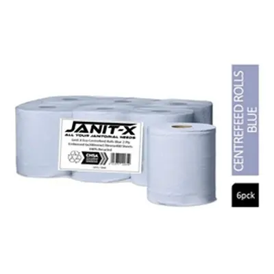 Janit-X Eco 100% Recycled Centrefeed Rolls Blue 6 x 400s