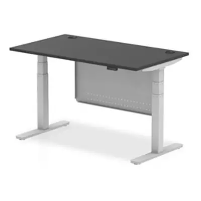 Air 1400x800 Height Adjustable Desk Black CP Silver Leg Modesty Panel