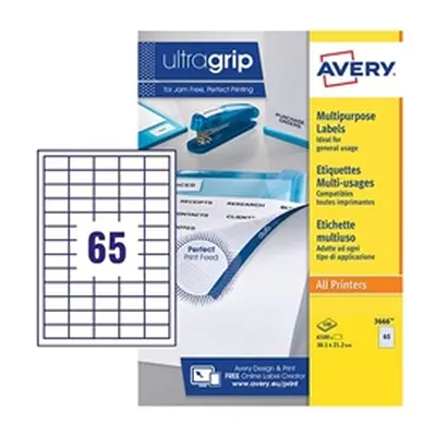 Avery Ultragrip Multipurpose Labels 38.1x21.2mm White (Pack of 6500)