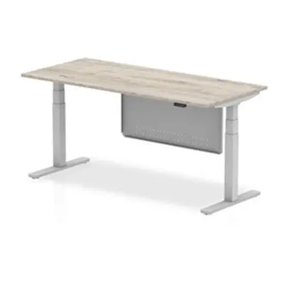 Air 1800x800 Height Adjustable Desk Grey Oak Silver Leg Modesty Panel