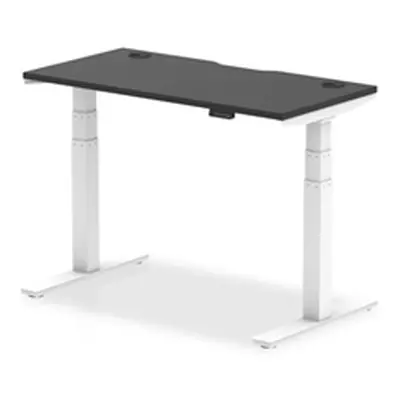 Air 1200x600mm Height Adjustable Desk Black Top Cable Ports White Leg