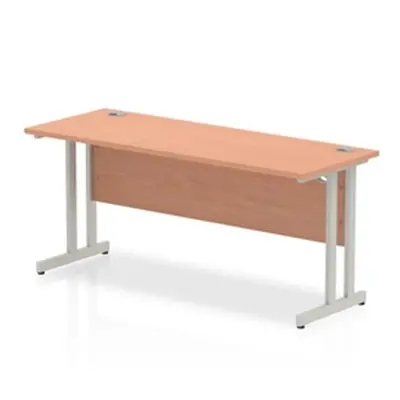 Impulse 1600/600 Rectangle Silver Cantilever Leg Desk Beech - MI001681