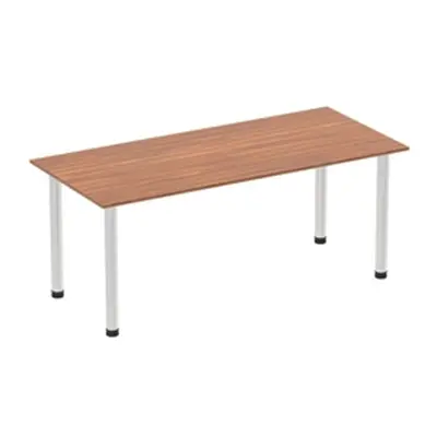 Impulse 1800mm Straight Table Walnut Top Brushed Aluminium Post Leg