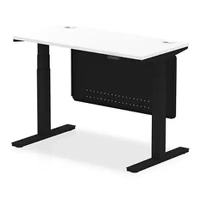 Air 1200x600 Height Adjustable Desk White CP Black Leg Modesty Panel