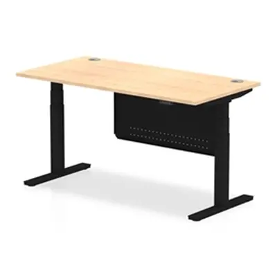 Air 1600x800 Height Adjustable Desk Maple CP Black Leg Modesty Panel