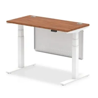 Air 1200x600 Height Adjustable Desk Walnut CP White Leg Modesty Panel