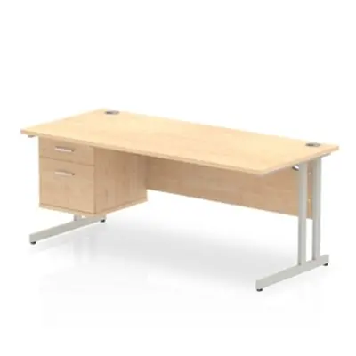 Impulse 1800 Rectangle Silver Cant Leg Desk Maple 1 x 2 - MI002434