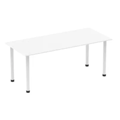 Impulse 1800mm Straight Table White Top White Post Leg