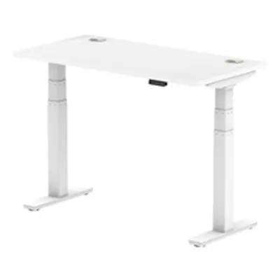 Air 1200x600mm Height Adjustable Desk White Top Cable Ports White Leg