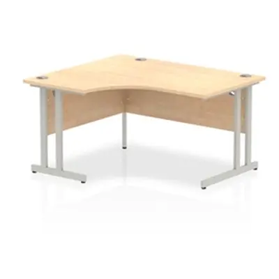 Impulse 1400mm Left Crescent Desk Maple Top Silver Cantilever Leg