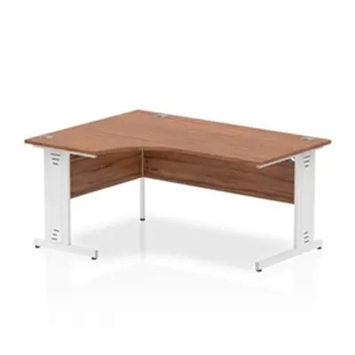 Impulse 1600mm Left Crescent Desk Walnut Top White Cable Managed Leg