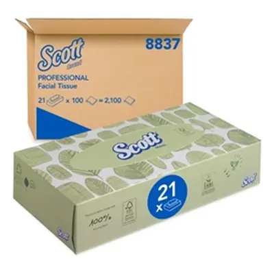 Scott Facial Tissues Box 100 Sheets (Pack of 21) 8837