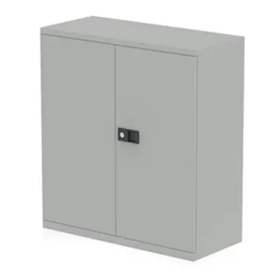 Qube by Bisley Stationery 1000mm 2-Door Cupboard Goose Grey With Shelf