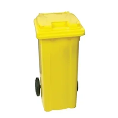 Yellow Clinical Waste 2 Wheel Refuse Container 240 Litres