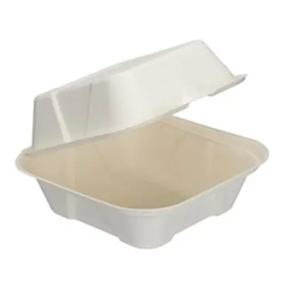 Bagasse Burger Box Square 6 Inch White (Pack of 500) D06001