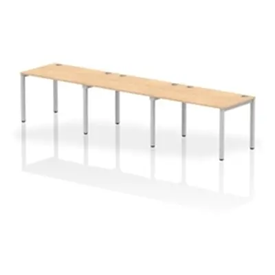 Impulse Bench Single Row 3 Person 1200 Silver Frame Bench Desk Maple