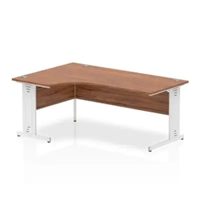 Impulse 1800mm Right Crescent Desk Walnut Top White Cable Managed Leg