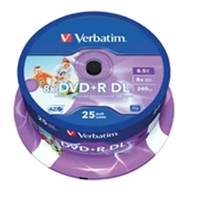 Verbatim DVD+R DL 8x 8.5GB No ID Wide Printable Spindle (Pack of 25)