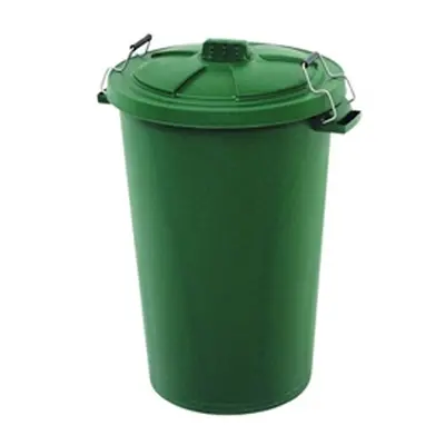 Plastic Dustbin with Locking Clip Lid 90 Litre Green 415697