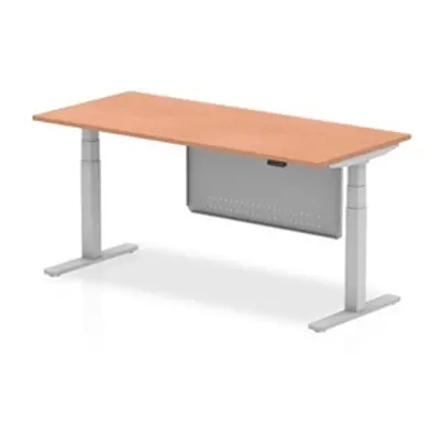 Air 1800 x 800mm Height Adjustable Desk Beech Silver Leg Modesty Panel