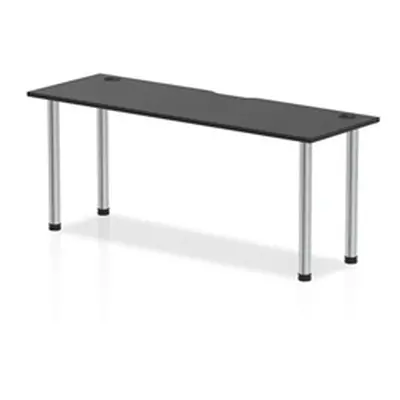 Impulse Black 1800 x 600mm Straight Table Black CP Chrome Leg