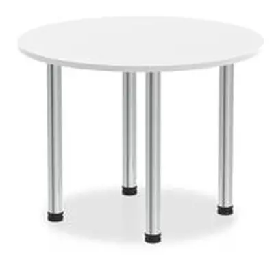 Impulse 1000mm Round Table White Top Chrome Post Leg