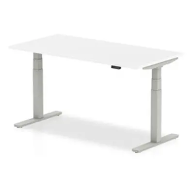 Air 1600/800 White Height Adjustable Desk With Silver Legs - HA01011