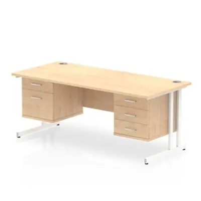 Impulse 1800 Rectangle White Cant Leg Desk Maple 1 x 2 - MI002470