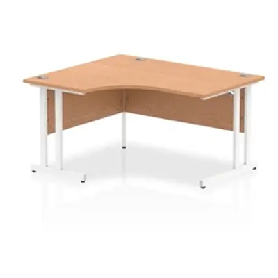 Impulse 1400mm Left Crescent Desk Oak Top White Cantilever Leg