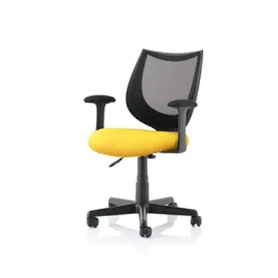 Camden Black Mesh Chair in Bespoke Seat Senna Yellow