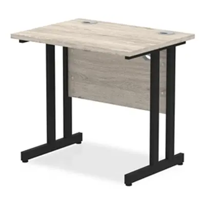 Impulse 800 x 600mm Straight Desk Grey Oak Top Black Cantilever Leg