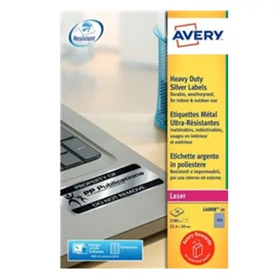 Avery Heavy Duty Labels Laser 189 per Sheet 25.4x10mm - L6008-20