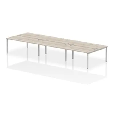 Impulse Bench B2B 6 Person 1600 Silver Frame Bench Desk Grey Oak